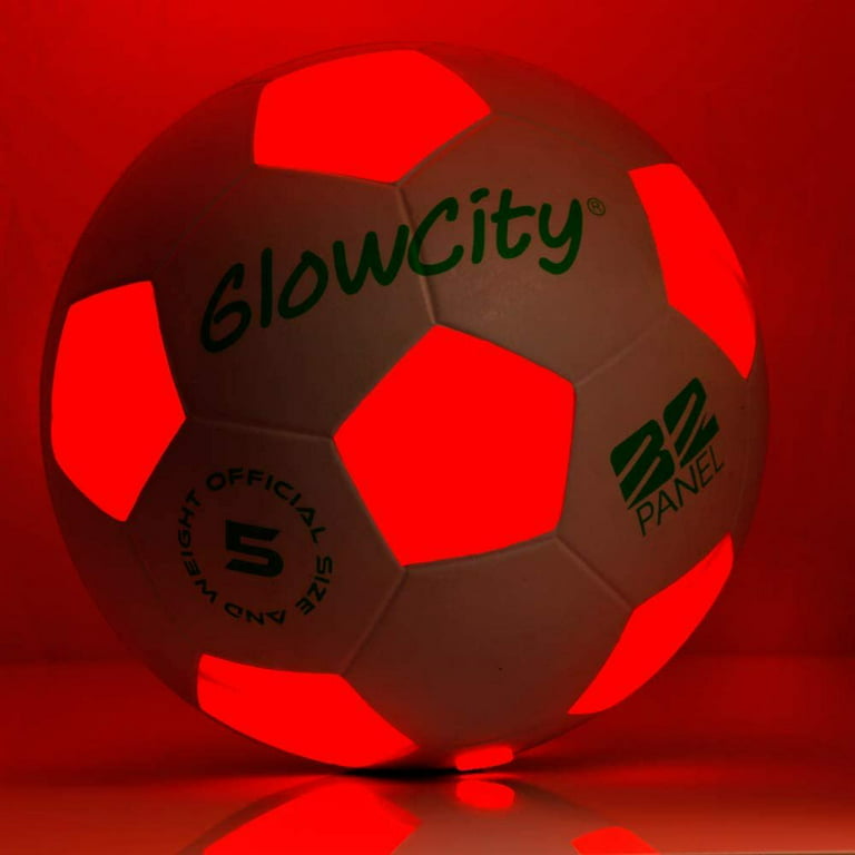 GlowCity Light up LED Soccer Ball, Battery Powered, Glows in the Dark, Size  5