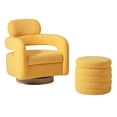 thumbnail image 3 of WestinTrends Alexandria Mid-Century Modern Sherpa Swivel Barrel Accent Chair With Storage Ottoman, Sunset Gold, 3 of 7