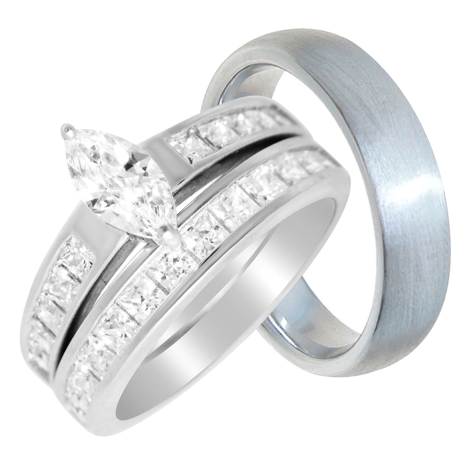 LaRaso & Co - His Hers Wedding Rings Set Cheap Wedding Bands for Him Her 7/8 - literacybasics.ca