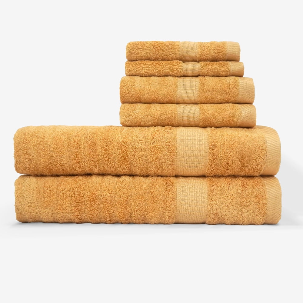 QUBA LINEN Bamboo Cotton Bath Towels-27x54inch - 6 Pack Shower Towels -  Light Weight, Ultra Absorbent Towels for Bathroom (Multi Color)