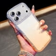 thumbnail image 2 of Case for iPhone 15 Plus, Fashion Diamond Glitter Wavy Frame Lens Protector Gradient Color Shockproof Protective TPU Anti-Scratch Clear Girls Women Case Cover, Support Wireless Charging, Gold, 2 of 7