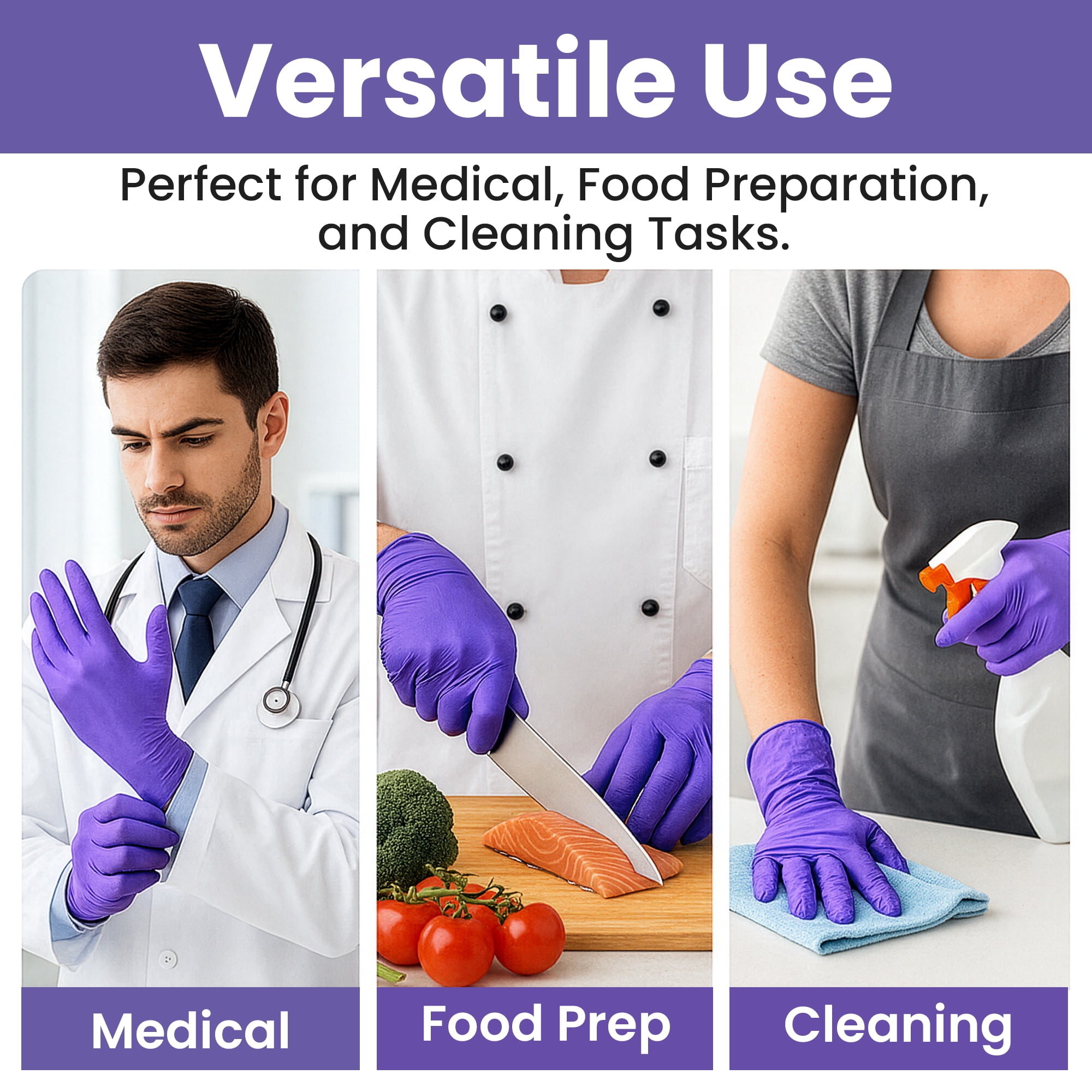 SAFEWAY USA Nitrile Gloves Disposable — Textured Fingertips, Non-Latex, Powder-Free and Multi-Purpose and Ambidextrous Design for House Cleaning, Food Prep, Esthetician and More —(200 pcs, 2X-Large)