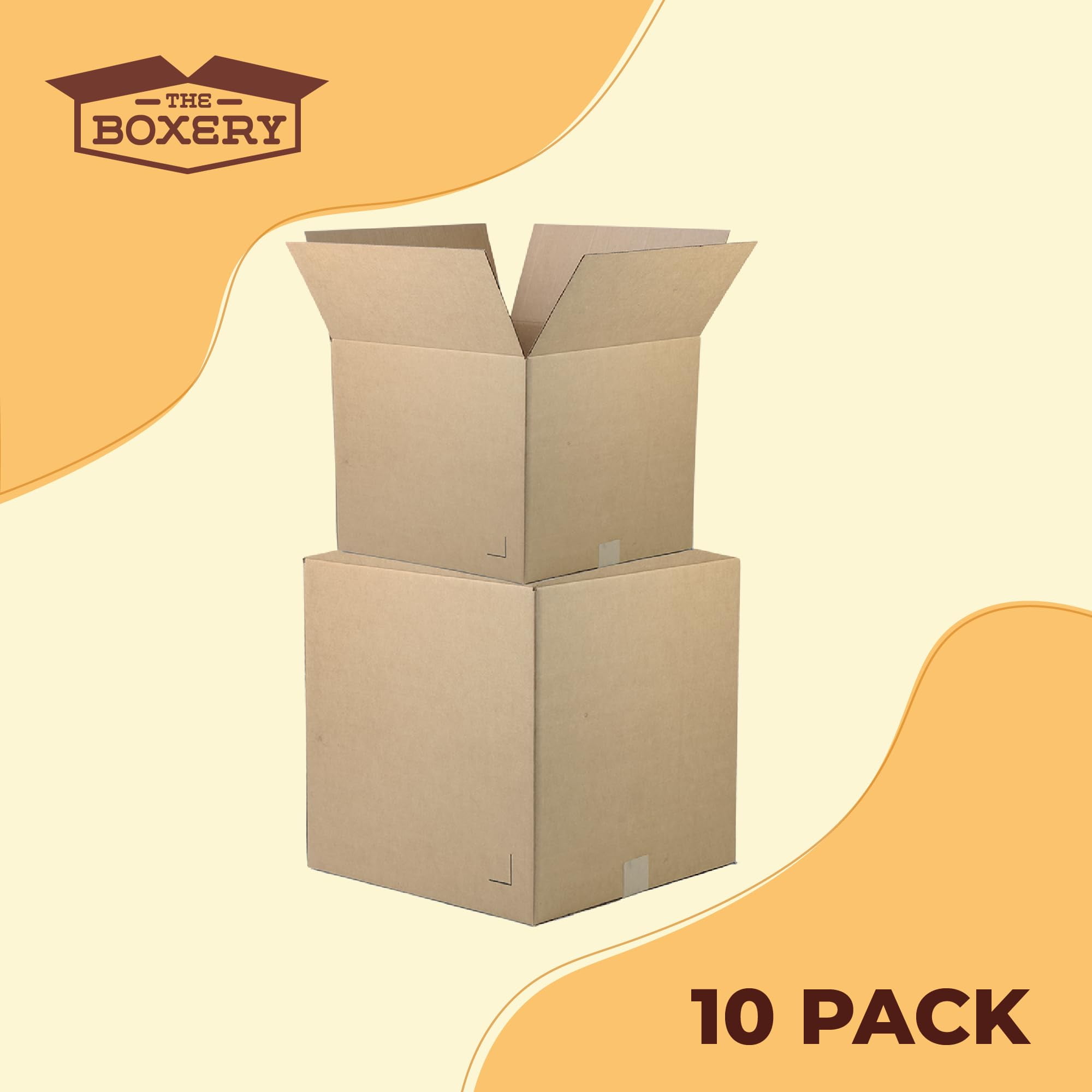 The Boxery Moving Boxes 10-Pack Medium | 18x14x12 inch Brown/Kraft Corrugated Cardboard Packing, Moving & Storage for Business/Home – Durable - Eco-Friendly, Recyclable - Made in the USA