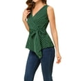 thumbnail image 5 of INSPIRE CHIC Women's Summer Tops Sleeveless V Neckline Wrap Tie Waist Tops M Dark Green, 5 of 7