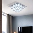 thumbnail image 2 of Lámpara de techo de cristal de acero inoxidable, lámpara de techo con espejo LED de 24 W, lámpara de araña moderna para sala de estar, dormitorio, cocina, luz blanca, 2 of 5
