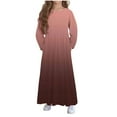 thumbnail image 2 of Cowsor Girls Maxi Dress Long Sleeve Casual Holiday Dress with Pockets, 2 of 6