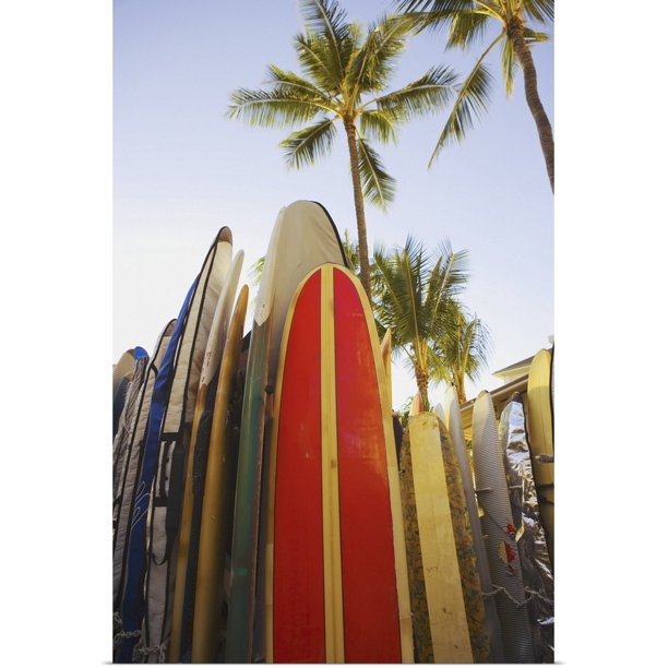 Great BIG Canvas "Hawaii, Oahu, Waikiki,Colorful Surfboards In