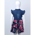 thumbnail image 4 of Lejafay Little Big Girls Denim Top Sleeveless Summer Casual Floral Printed Dress Princess Dress with Navy Blue 8, 4 of 7