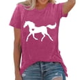 thumbnail image 1 of JIRNDf T-Shirt pour Femmes Hauts Tendance Mode Été Imprimé Ample Col Rond Manches Courtes Mignon T-Shirts Graphiques pour Femmes Chemises Rose Vif TTG, 1 of 4