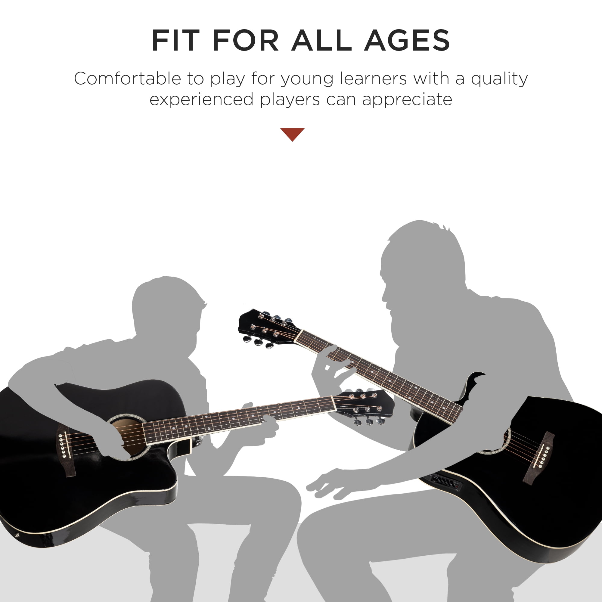 Best Choice Products Beginner Acoustic Electric Guitar Starter Set 41in w/ All Wood Cutaway Design, Case - Black