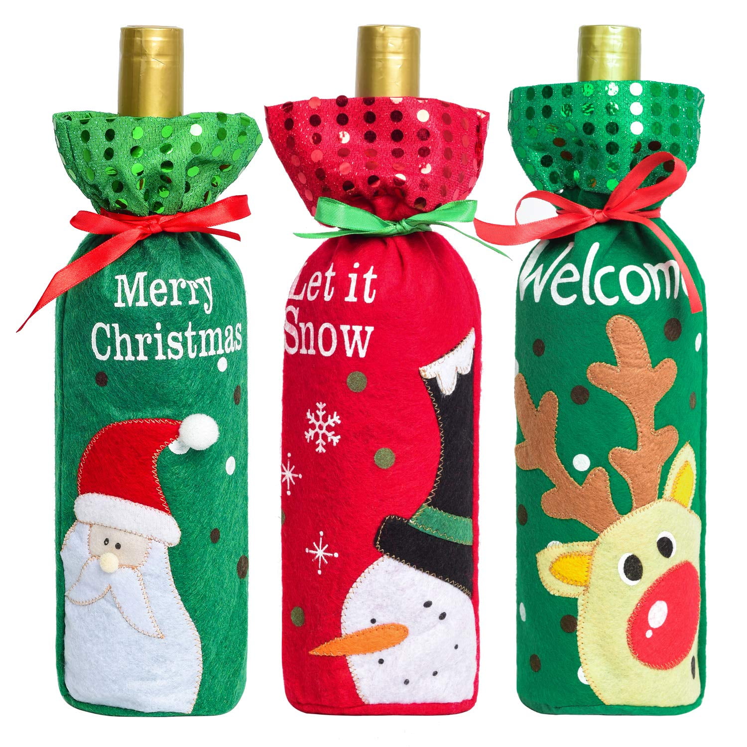Christmas Santa Wine Bottle Gift Bag Ornaments Cover Xmas Home Party Decor Hot 