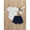 thumbnail image 4 of Newborn Baby Floral Print Short Sleeve Romper + Drawstring Shorts 2 Piece Outfits Set, 4 of 9