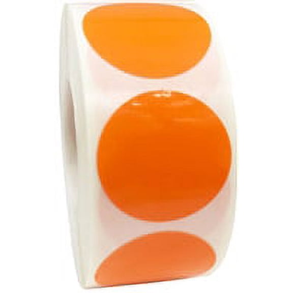 Laminated Orange Circle Dot Stickers, 1" Inch Round, 500 Labels on a Roll