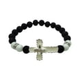 thumbnail image 3 of Natural Volcanic Stone Bracelets, 8mm Volcanic Stone Luminous Cross Bracelet for Men Women, Healing Elastic Stretch Beads Bracelet, Holy Communion Bracelets, 3 of 8