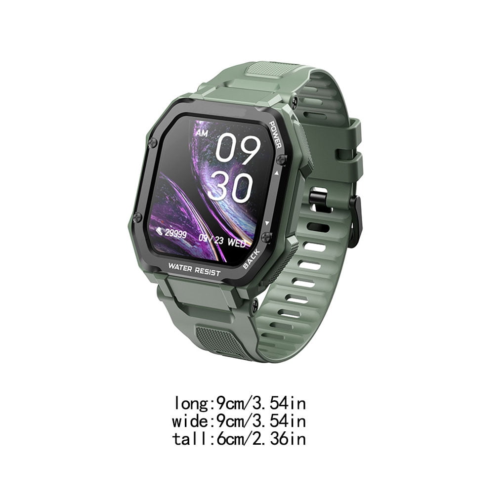 mmirethe Smart Watch 5.0 1.69 inch Multi modes 3ATM Waterproof APP Message Reminder Wristwatch Green