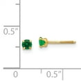 thumbnail image 3 of Boucles d'Oreilles Clous en Or Jaune 14k Pierre de Naissance Émeraude Simulée 3 mm Mai, 3 of 7