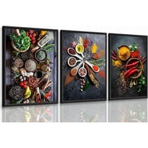 Hieng Modern Kitchen Wall Art Colorful Spice In Spoon Wall Decor Vintage Dining Room Posters Pictures Food Canvas Prints Vegetables Chili Paintings Home Decoration Gift Unframed