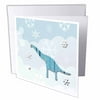 3dRose Apatosaurus Dinosaur and Snowflakes, Aqua, Greeting Cards, 6 x 6 inches, set of 12
