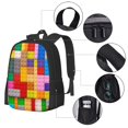 thumbnail image 3 of Balery Colorful Plastic Blocks Pattern Backpack for Men and Women - Durable 600D Oxford Cloth -Large Capacity, Water-Resistant School, Travel, and Hiking Bag, 3 of 7