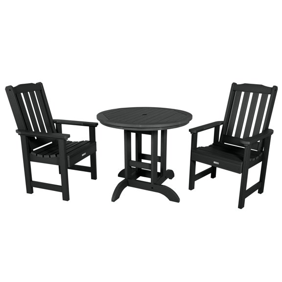 highwood Lehigh 3-piece Outdoor Dining Set - 36" Round Table, Dining-height Black