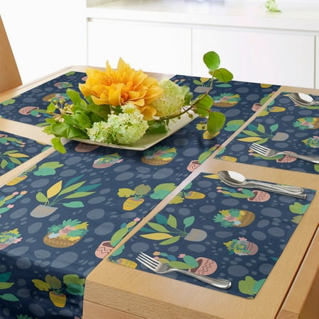

Cactus Print Table Runner & Placemats House Plantation Round Blemishes Succulents Tropical Concept Set for Dining Table Decor Placemat 4 pcs + Runner 14 x72 Dark Sky Blue Multicolor by Ambesonne