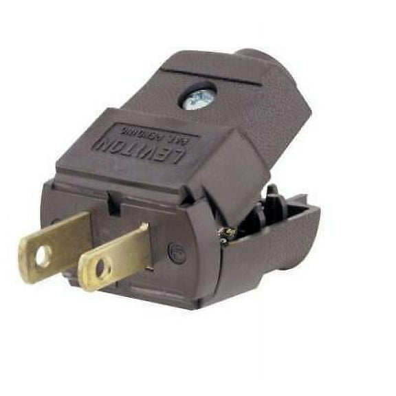 2pk Leviton 035-00101-2BP Polarized Light Duty 2-Wire Plug, 15Amp, Brown