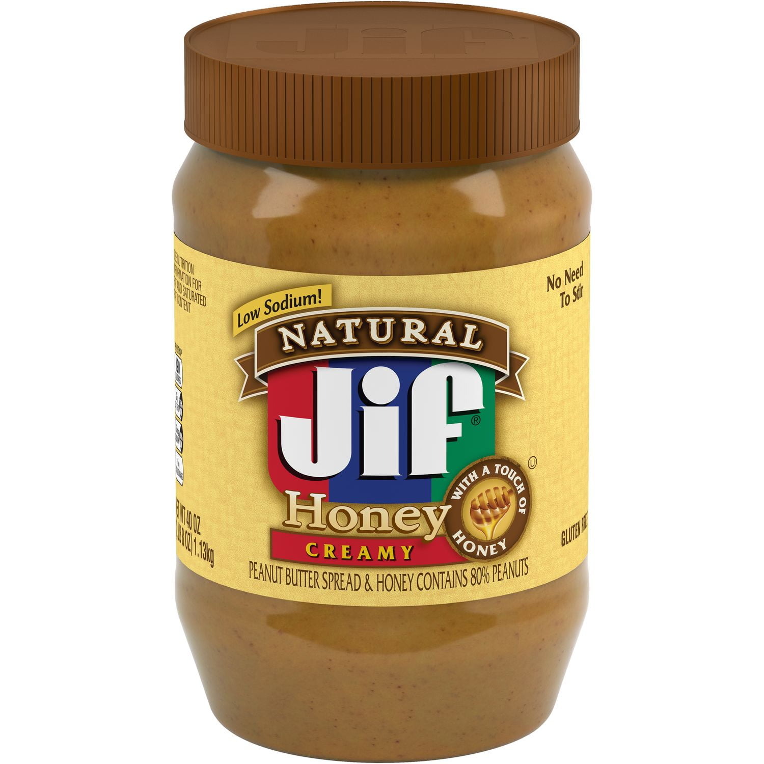 Jif Natural Creamy Peanut Butter Spread and Honey, 40 Ounces, Contains