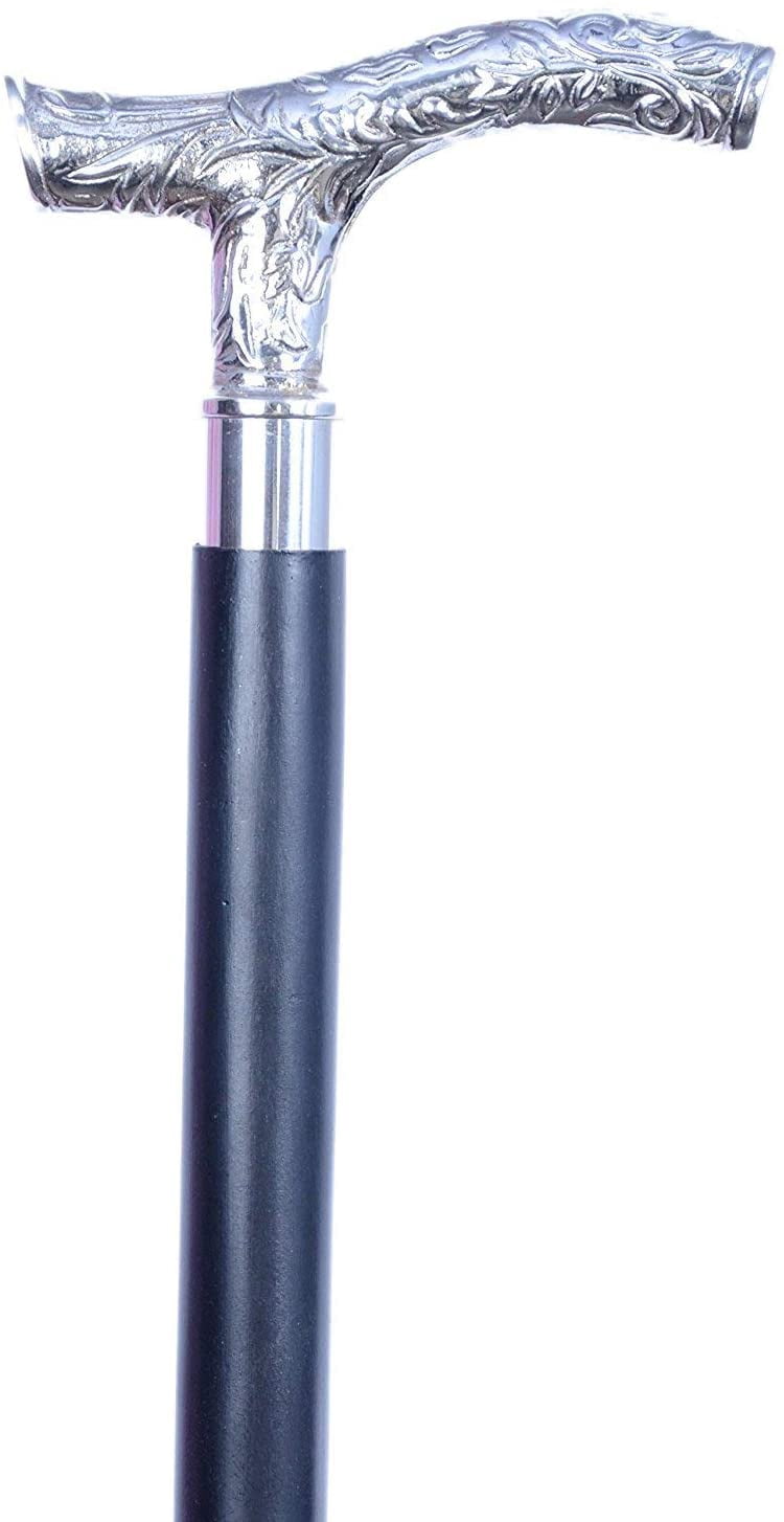 36' Black Walking Stick (Deco Bar - Nickel Handle)