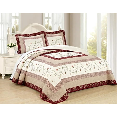 All American Collection New 6pc Georgia High Quality Embroidered Bedspread\/Quilt Set - Walmart.com