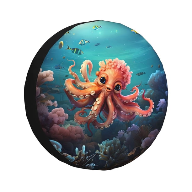 Balery Underwater Plant Octopus Cubiertas para Neumáticos - Protector Resistente para Neumáticos de Camioneta, SUV, Remolque, Camper y RV-14 inch