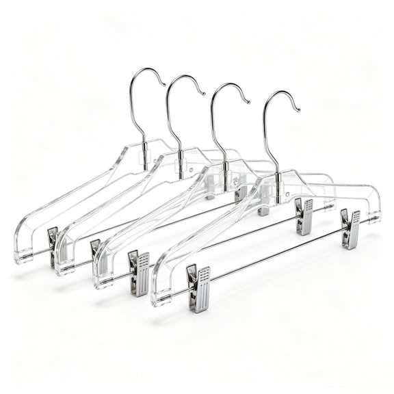 THDFTDT Clear Plastic Clip Hangers for Clothes, 4 Pack, Household Display and Drying