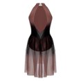 thumbnail image 4 of dPois Robe de Danse Lyrique Sans Manches à Strass Brillants pour Femmes, Dégradé de Couleur, Robe de Danse Moderne en Maille Rose Poussiéreux m, 4 of 5