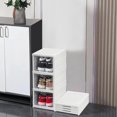 thumbnail image 1 of Shoe Organizer, Shoe Storage Cabinet Boxes Clear Plastic Stackable Collapsible Shoe Racks No Installation White (3 Tier), 1 of 8
