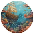 thumbnail image 3 of Underwater World Ship Coral Washable Round Rug -Circle Area Rugs for Nursery Bedroom, Vintage Non Slip Non Shedding Low Pile Carpet for Living Room Coffee Table Entryway, 3 of 7