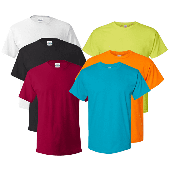 Hanes Essential T-Shirt Pack of 6 - 100% Cotton, Classic Fit, Pre-Shrunk, Mix Colors for Men, S