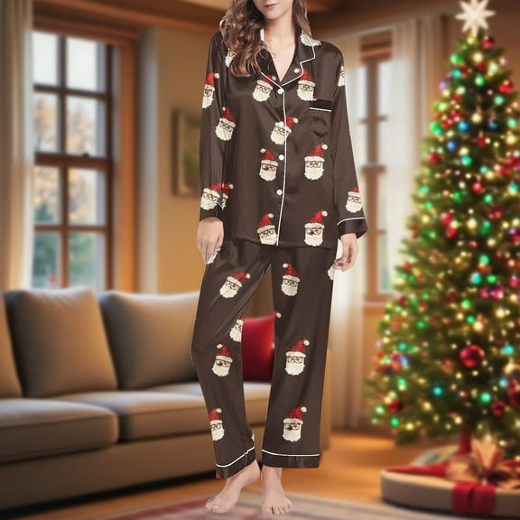 Censtreet Christmas Womens Pajama Sets 2 Piece Long Sleeve Sleepwear Soft Button Down Pjs Lounge Set