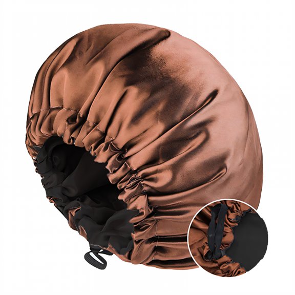 TELOLY Silk Bonnet for Sleeping,Lightweight Portable and Easy to Clean Hair Bonnet for Sleeping,Buttons Can Hang Masks Or Fix Hair Satin Bonnet,Black1,OneSize
