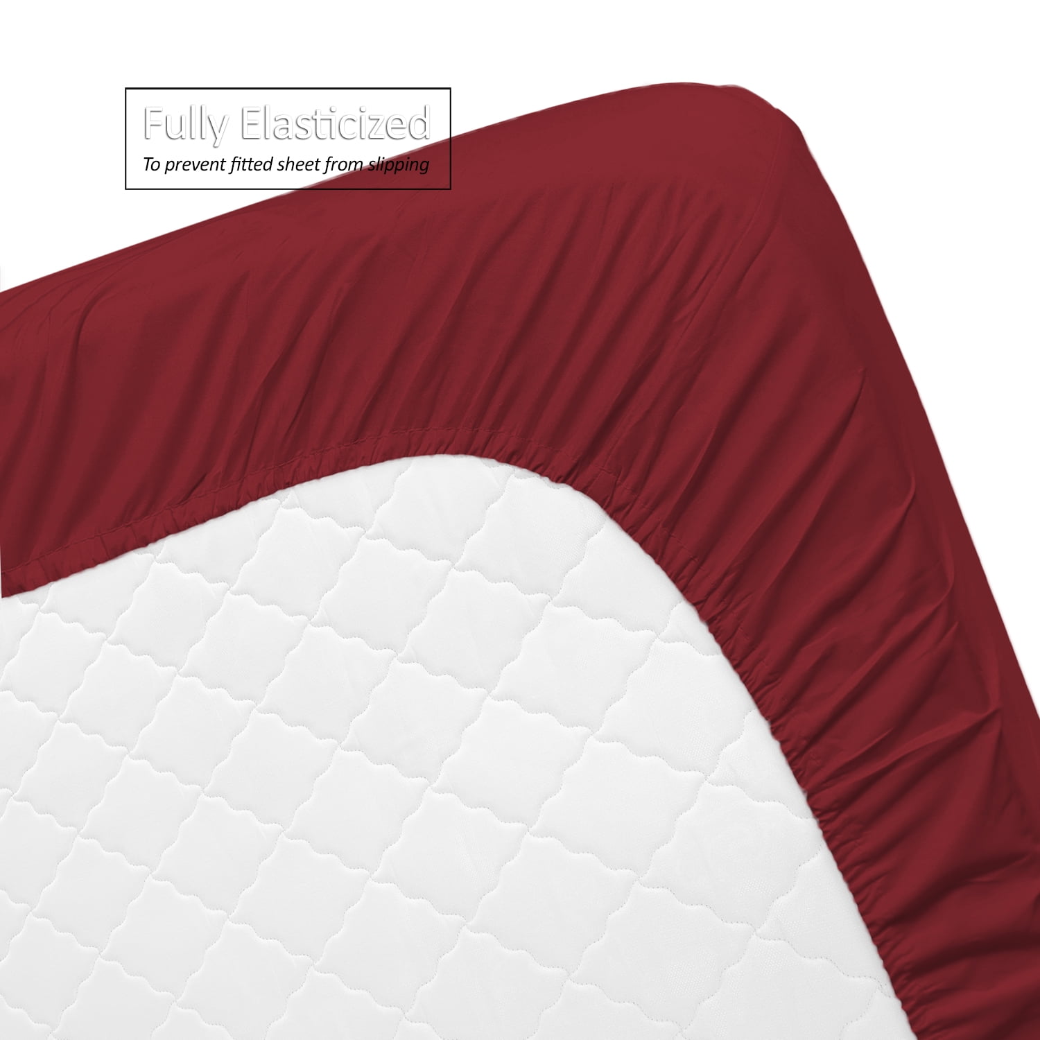 Clara Clark Premier 1800 Microfiber Collection 3-Line Bed Sheet Set, Twin Size, Burgundy Red