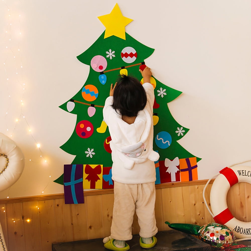 Kids Felt Christmas Tree Ornaments Xmas Gift DIY Door Wall Hanging Decor Toys QK 