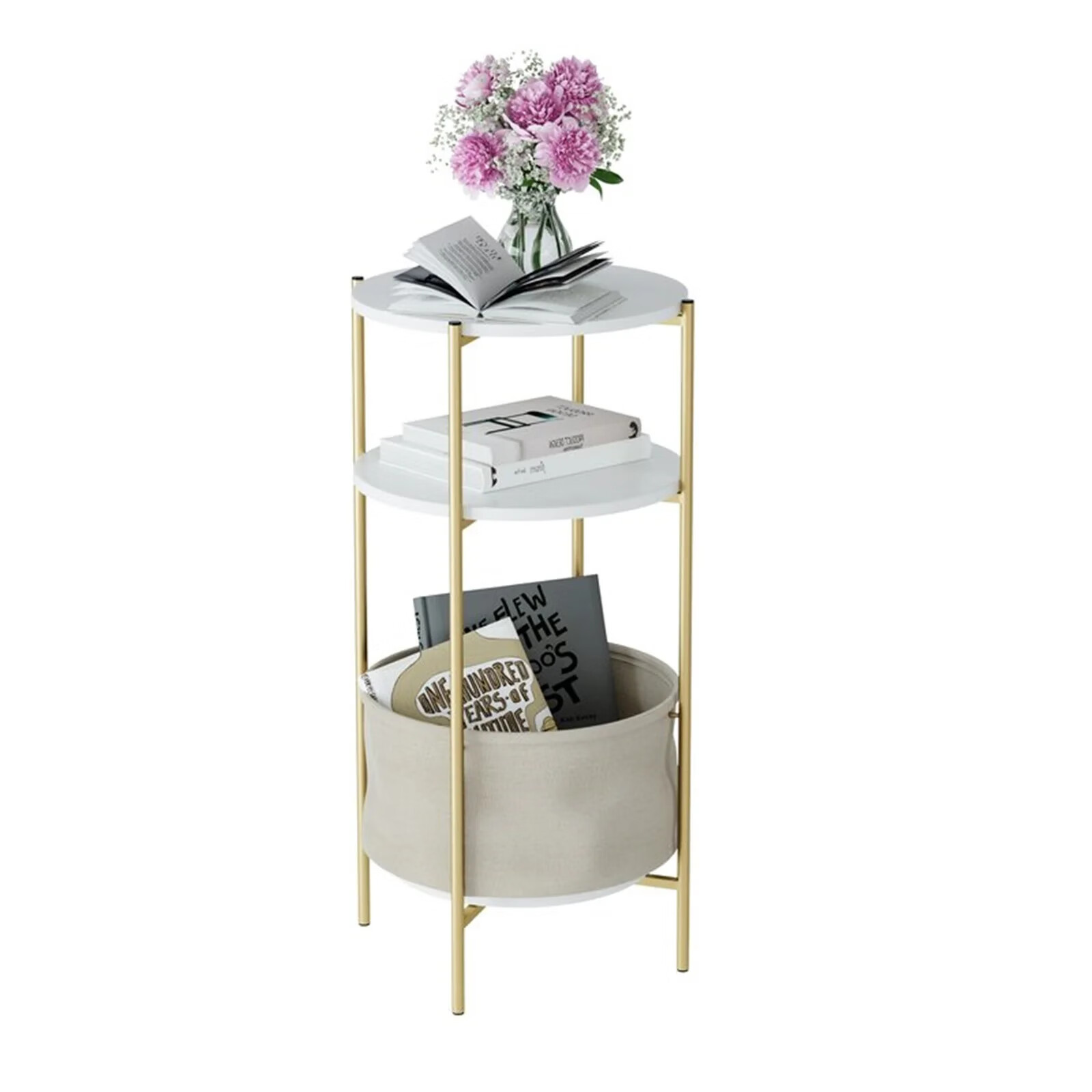 Homecho Round Side Table, 3 Tier Sofa Table, End Table for Living Room