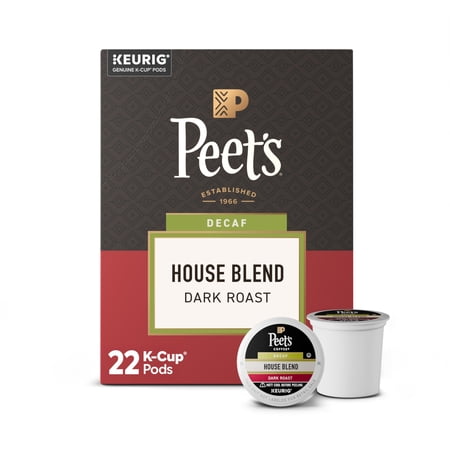 Peet's Coffee Decaf House Blend Premium Dark Roast Keurig K-Cup Coffee Pods, 22 Count