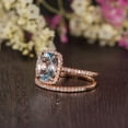 thumbnail image 2 of Ratan Gems Halo Blue Aquamarine Engagement & Wedding Ring Sets, 4.8 ct, Rose Gold-Plated, 2 Pieces, 2 of 6