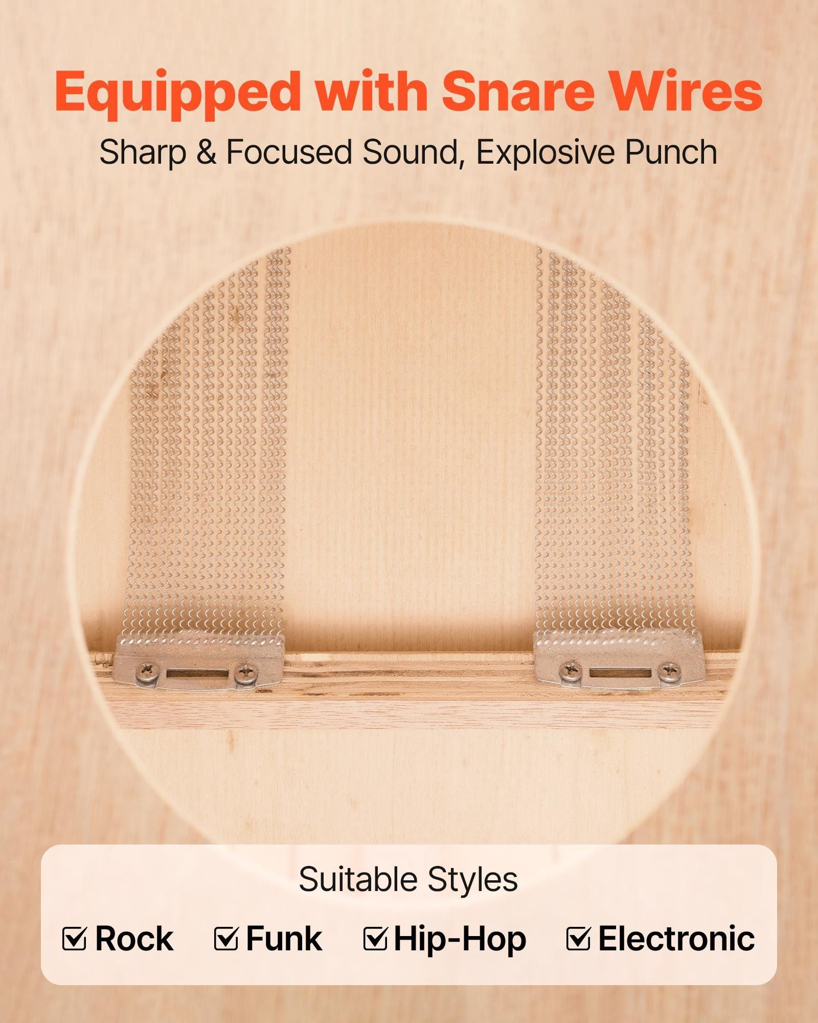 Cajon Box Drum Wooden Birchwood Percussion Instrument with Snare Wires, Adjustable Internal Strings, Compact Hand Drum with Silicone Feet for Stable Play, Warm Bass and Crisp High Tones