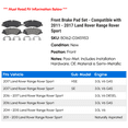 thumbnail image 2 of Front Brake Pad Set - Compatible with 2011 - 2017 Land Rover Range Rover Sport 2012 2013 2014 2015 2016, 2 of 2