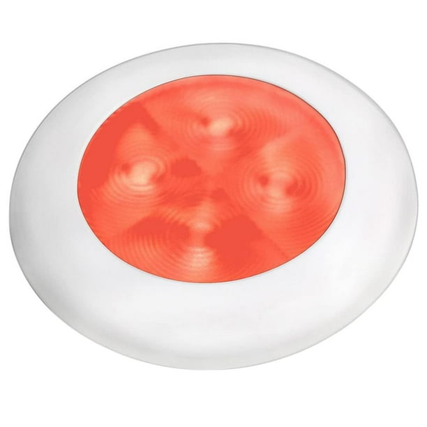 Lámpara LED redonda de cortesía Hella Marine roja - bisel blanco 24 V