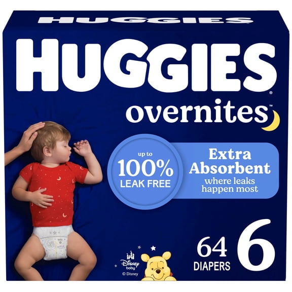 Huggies Overnites Nighttime Diapers, Size 6 (35  lbs), 64 Ct (Select for More)