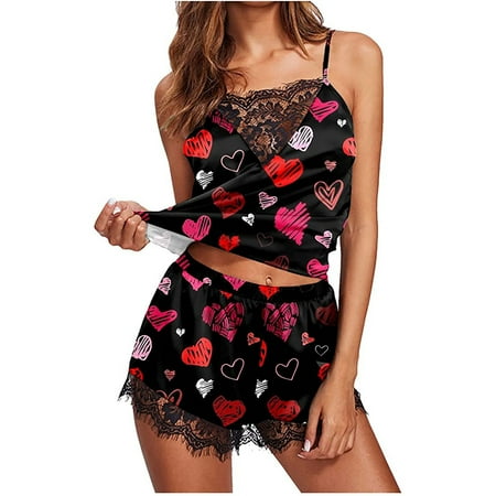 

Daqian Plus Size Womens Pajamas Clearance Women s Valentine s Day Love Printing Set Elastic Waist Short Pants Pajamas Sets Pajamas for Women Clearance Multicolor 6(M)
