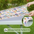 thumbnail image 6 of Rainbow Watercolor Feather Pattern Square Fitted Tablecloth with Elastic Edge,Square Table Cover,Washable Elastic Table Cover for Home Kitchen Party Decor 36"x36", 6 of 6