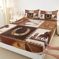 thumbnail image 3 of Homewish Rustic Western Cowboy Bed Sheets,Retro Cattle Hide King Sheets,Country Horseshoe Cowboy Boots Sheet Set For Girl Boys,Ultra Soft Home Decor,4pcs, 3 of 7