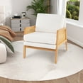 thumbnail image 4 of Costway Mid Century Modern Accent Chair Living Room Armchair with Rattan Arms Wooden Frame Natural, 4 of 8